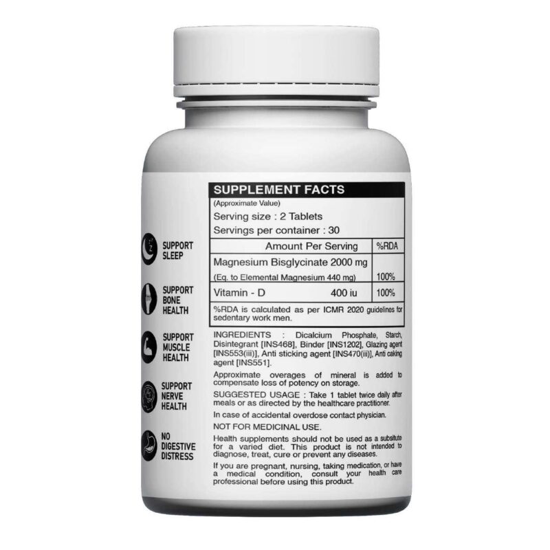 magnesium bisglycinate chelated form 2000 mg per serving